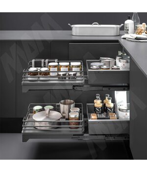 FLYBOX GALAXY Угловой механизм , 2 уровня, 4 корзины, плавн.закр, универсальный, графит, комплект