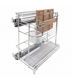 ROUND Корзина универс., с раздел.доской и держателем для ножей, 300 мм, с боковым креплением лев., направляющие Nova Pro