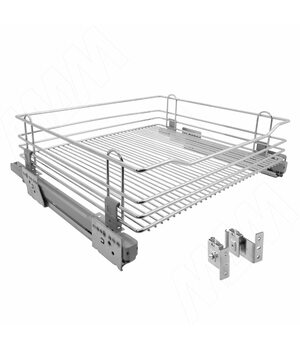 ROUND Корзина 500 мм, H 170 мм, с боковым креплением, креп. фасадов, направляющие Nova Pro