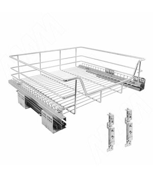BARRA Корзина одноуровневая 600мм с креп.к фасаду, направляющие полн. выдвижения, плав. закрывания, хром