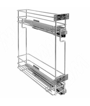 ROUND Двухуровневая корзина 200 мм (бутылочница), бок. крепл. прав., направляющие Nova Pro