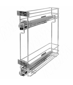 ROUND Двухуровневая корзина 200 мм (бутылочница), бок. крепл. лев., направляющие Nova Pro