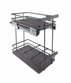 GALAXY Двухуровневая корзина 300 мм, эллипт. прут, противоск., с компл. креплений, с боковым крепл., направл. плавн. закр. Nova Pro, графит