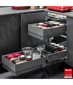 LAMINA Угловой механизм FLYBOX, 2 уровня, 4ре корзины, плавн.закр, универсальный, графит, комплект