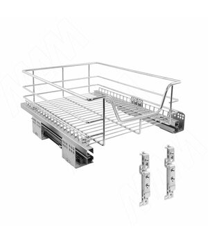 BARRA Корзина одноуровневая 450мм с креп.к фасаду, направляющие полн. выдвижения, плав. закрывания, хром