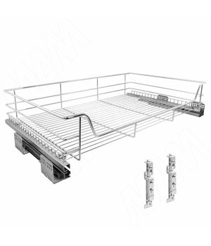 BARRA Корзина одноуровневая 900мм с креп.к фасаду, направляющие полн. выдвижения, плав. закрывания, хром