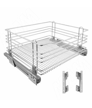 ROUND Корзина 600 мм, H 240 мм, с боковым креплением, креп. фасадов, направляющие Nova Pro