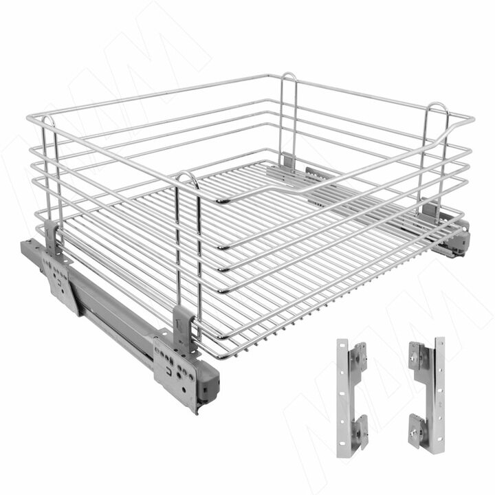 ROUND Корзина 600 мм, H 240 мм, с боковым креплением, креп. фасадов, направляющие Nova Pro