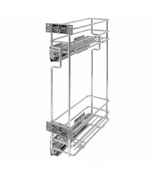 ROUND Двухуровневая корзина в верхн. яр. 150 мм (бутылочница), бок. крепл. лев., с направл. Nova Pro