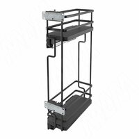 GALAXY Двухуровневая корзина в верхн. яр. 150 мм (бутылочница), бок. крепл. лев., направл. плавн. закр. Nova Pro, графит