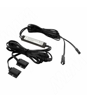 Выключатель инфракрасный (IR) на взмах руки, накладной, 2 датчика, черный, 12/24V, 36/72W