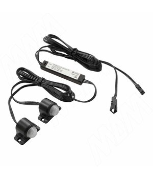 Выключатель инфракрасный (PIR) на движение, 2 датчика, черный, 12/24V, 36/72W