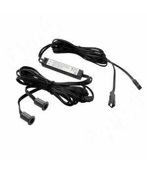 Выключатель инфракрасный (IR) на преграду, врезной, 2 датчика, черный, 12/24V, 36/72W