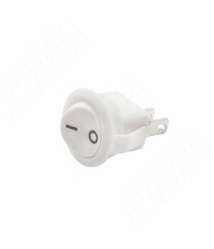 Выключатель круглый, врезной, клавишный, d=16,5 мм, белый