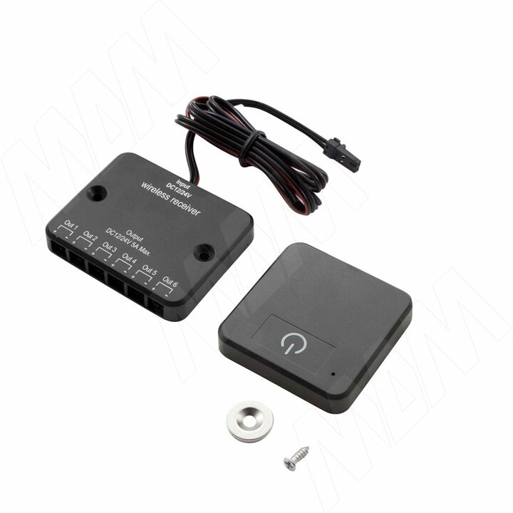 Выключатель беспроводной диммируемый, сенсорный, черный, 12/24V, 60/120W