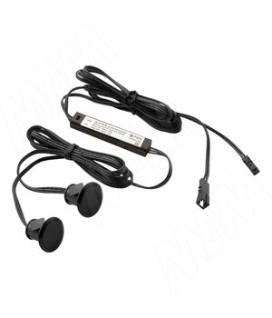 Выключатель сенсорный диммируемый, врезной, 2 датчика, черный, 12/24V, 36/72W