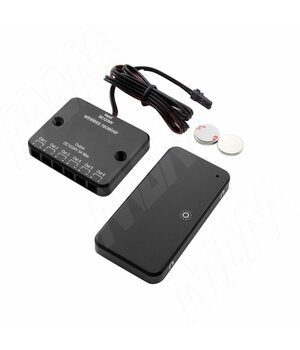 Выключатель беспроводной диммируемый, на преграду, 2 датчика, черный, 12/24V, 60/120W