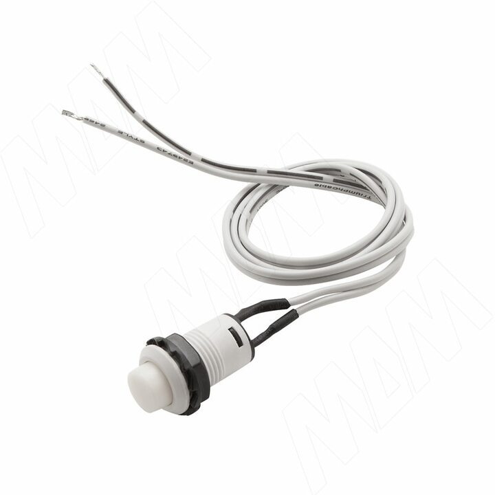 Выключатель круглый, врезной, кнопочный, d=14,4 мм, белый