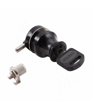 Замок-ручка для 1-ой двери, выдвижной + отв. планка, черный