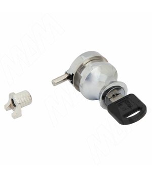 Замок-ручка для 1-ой двери, выдвижной + отв. планка, "мастер-ключ", хром