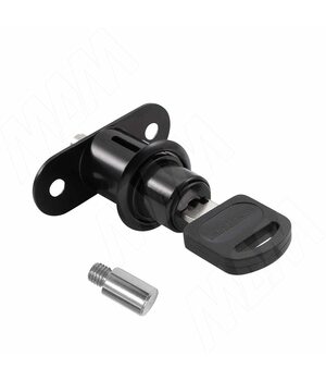 Замок для 2-х дверей, кнопочный + удл. элемент, черный