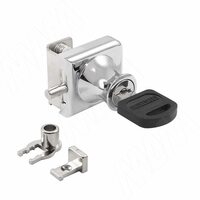 Замок-ручка для 1-ой двери, без сверления, выдвижной + отв. планка, хром