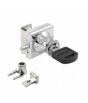 Замок-ручка для 1-ой двери, без сверления, выдвижной + отв. планка, хром