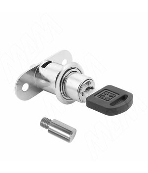 Замок для 2-х дверей, кнопочный + удл. элемент, "мастер-ключ", хром