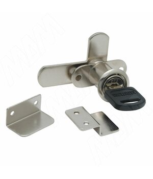 Замок для 2-х дверей, поворотный + отв. планки, хром