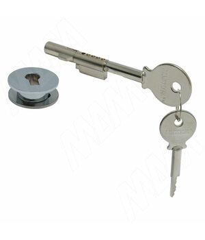 Замок для 2-х дверей, со сверлением, поворотно-задвижной, хром