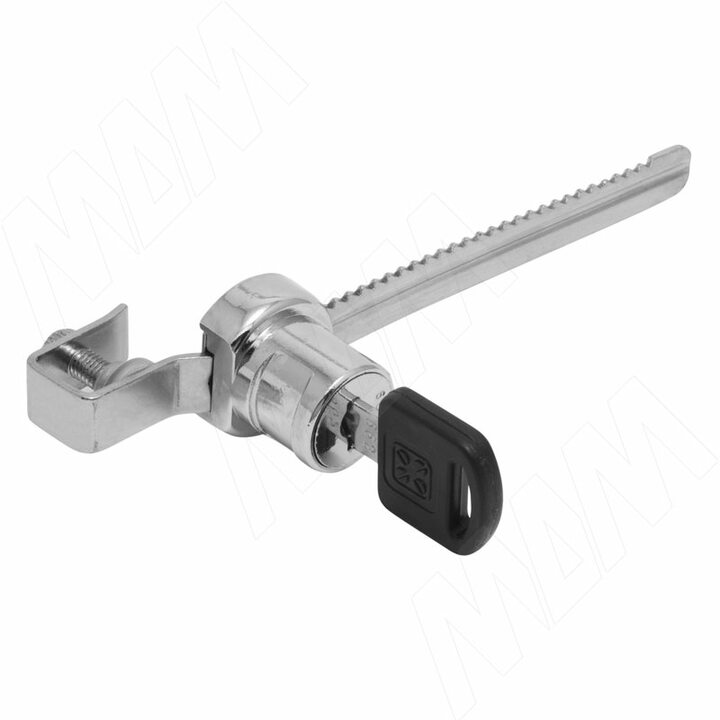 Замок для 2-х дверей, без сверления, реечный, хром