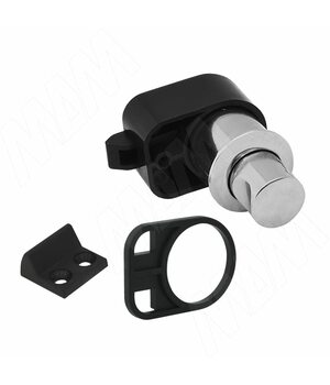 Замок для 1-ой двери, кнопочно-выдвижной + отв. планка и накладка DS-09, хром