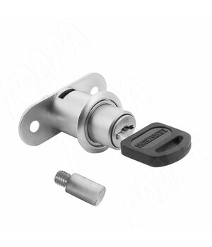 Замок для 2-х дверей, кнопочный + удл. элемент, хром матовый