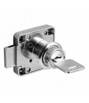 Замок для 1-ой двери, выдвижной, 1 оборот, мет. ключ, хром