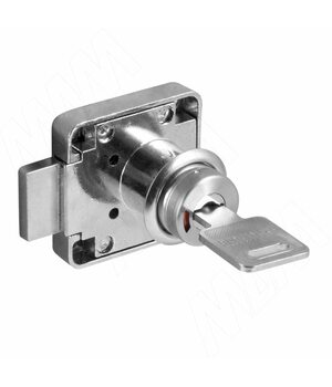 Замок с индикатором для 1-ой двери, выдвижной, 1 оборот, мет. ключ, хром