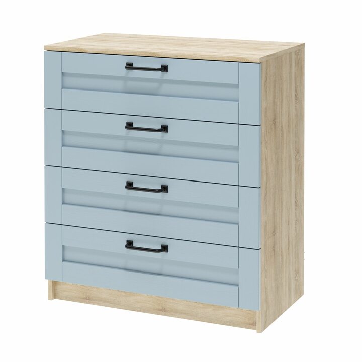Валске Комод с 4 ящиками, МДФ сборный голубой