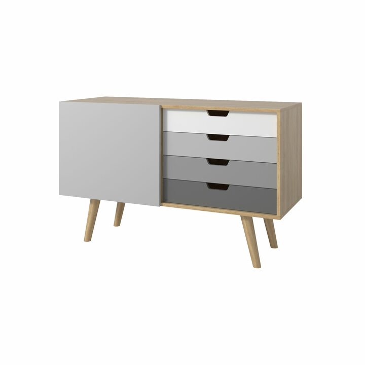 Чилис Комод на ножках, с 4 ящиками, ЛДСП белый, серый, темно-серый