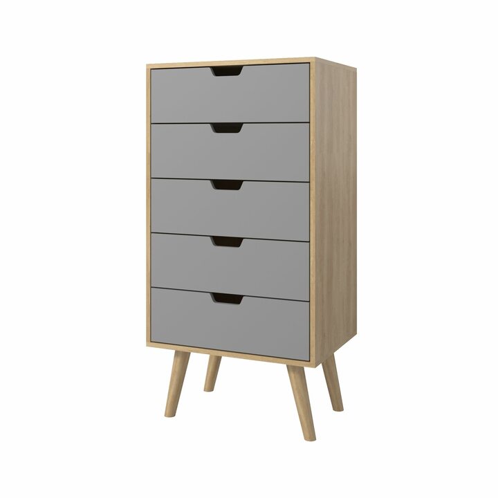 Сукве Комод на ножках, с 5 ящиками, ЛДСП серый