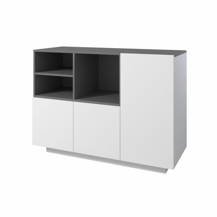 Скриж Комод с открытой полкой, ЛДСП белый матовый