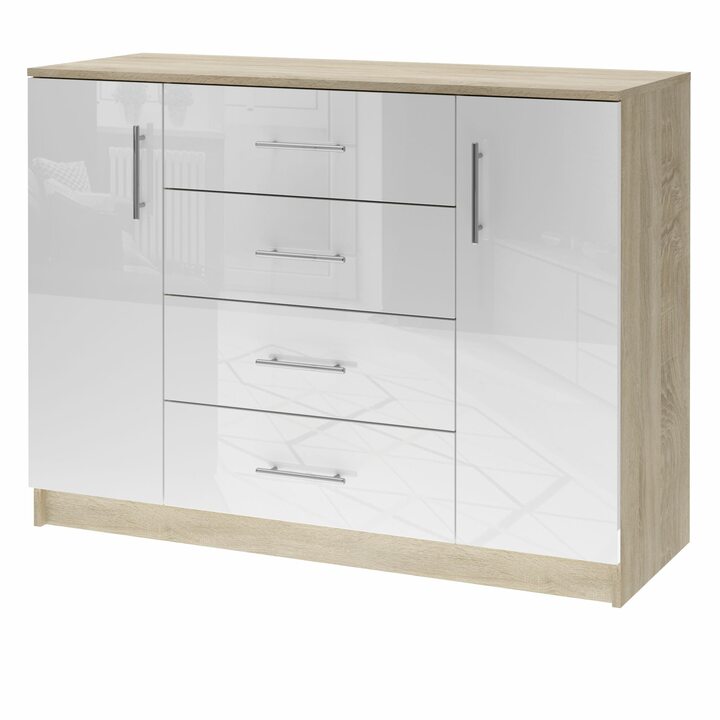 Арсема Комод с 4 ящиками и 2 дверками, МДФ белый глянец