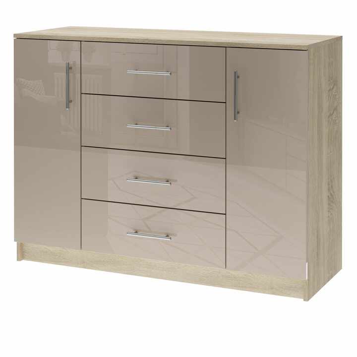 Арсема Комод с 4 ящиками и 2 дверками, МДФ каппучино глянец