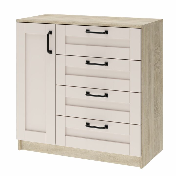 Морамо Комод с 4 ящиками и 1 дверкой, МДФ сборный белый
