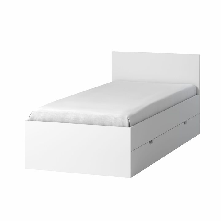 Тюс Кровать со спальным местом 2 х 0,9, с 2 ящиками, ЛДСП белый