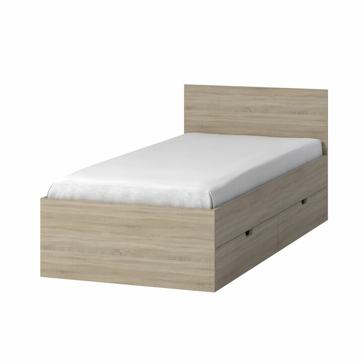 Тюс Кровать со спальным местом 2 х 0,9, с 2 ящиками, ЛДСП дуб сонома