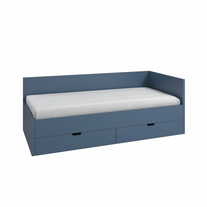 Налксема Кровать с 2 ящиками, усиленный каркас, ЛДСП синий матовый