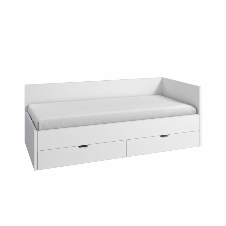 Налксема Кровать с 2 ящиками, усиленный каркас, ЛДСП белый матовый