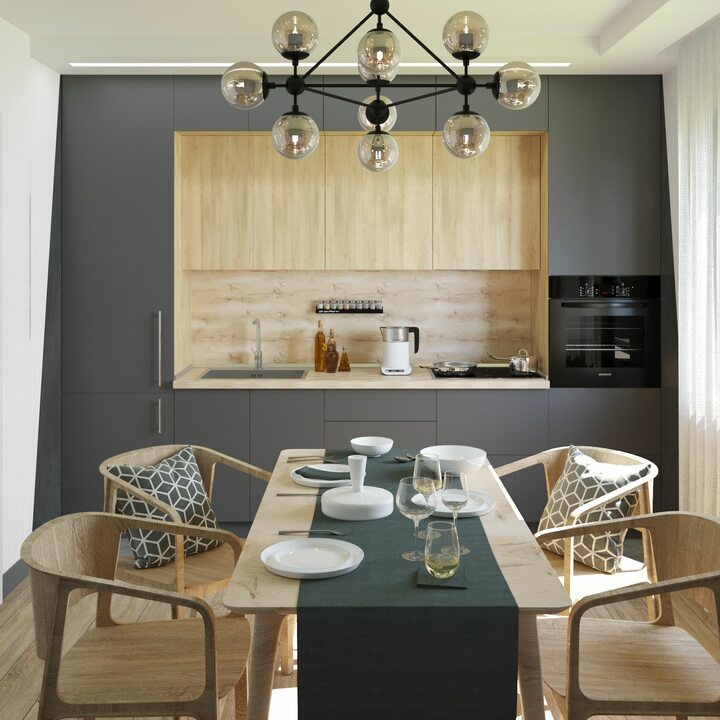 Boringo Кухня прямая, SOFT TOUCH серый