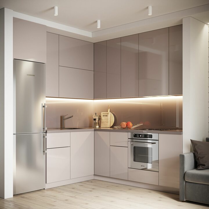 Rubelisk Кухня угловая, SAYERLACK розовая пудра