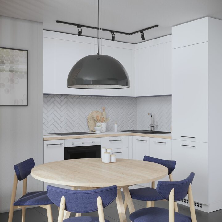 Colored B Кухня угловая, SOFT TOUCH белый