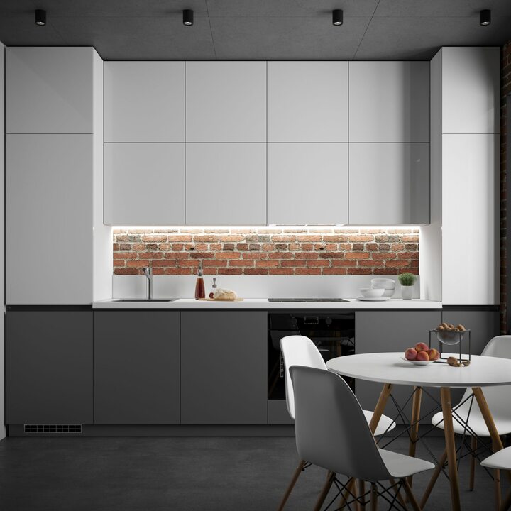 Syroga Кухня прямая, SOFT TOUCH серый, белый